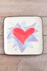 Flaming Heart Square Plate (orange or violet flames) (small/large) 